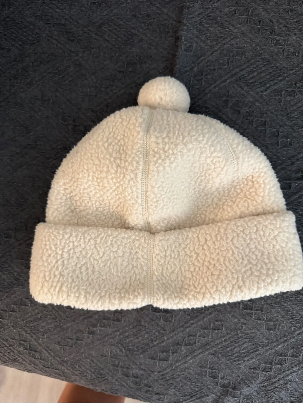 The North Face unisex Cream Sherpa Pom Beanie